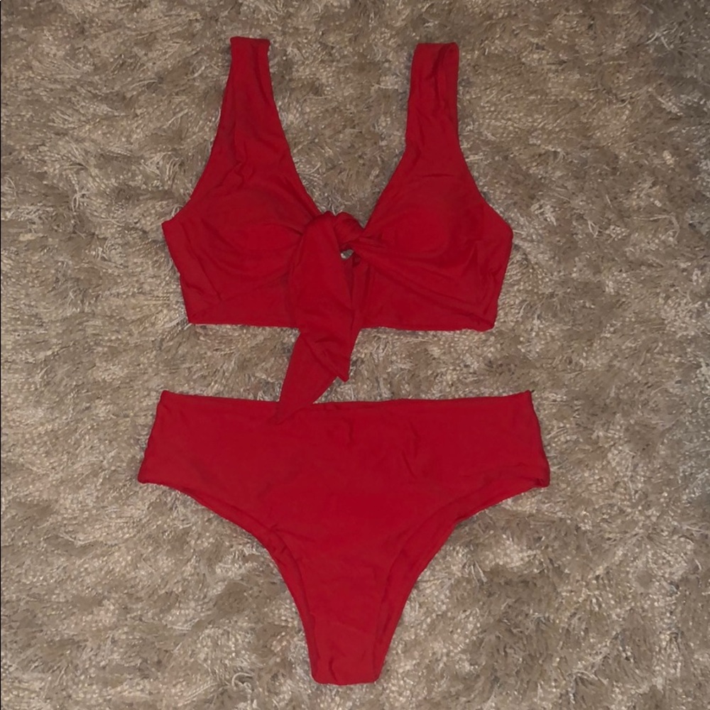 Red Zaful Tie front Bikini